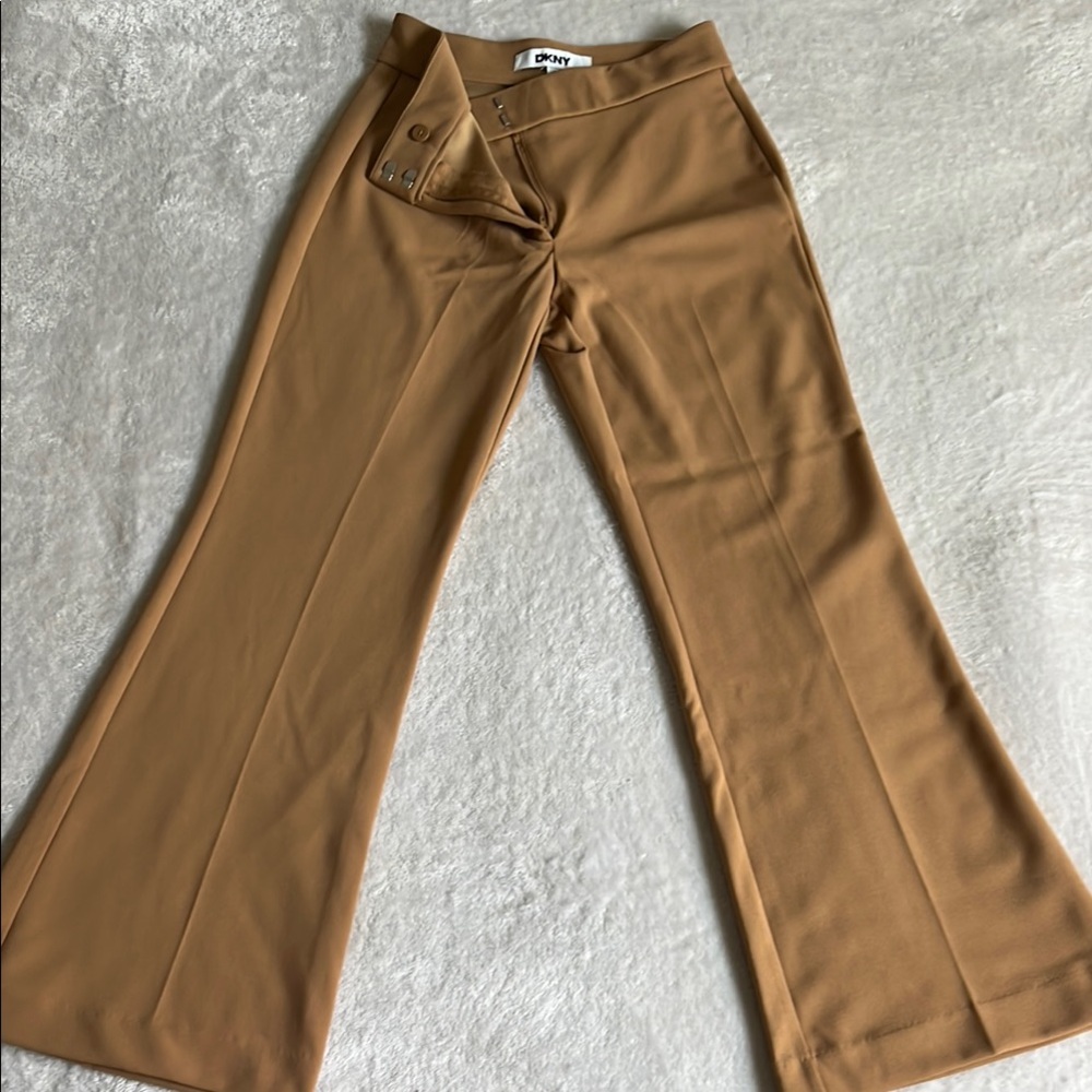 Dkny Tan Wide Leg Pants with Tailored Fit